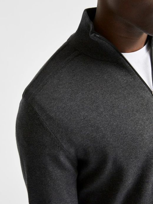 Cardigan básico con cremallera Selected Anthracite