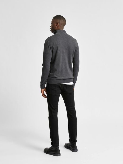 Cardigan básico con cremallera Selected Anthracite