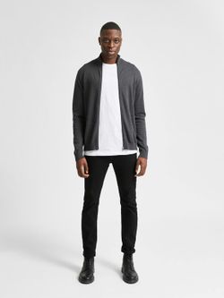 Cardigan básico con cremallera Selected Anthracite