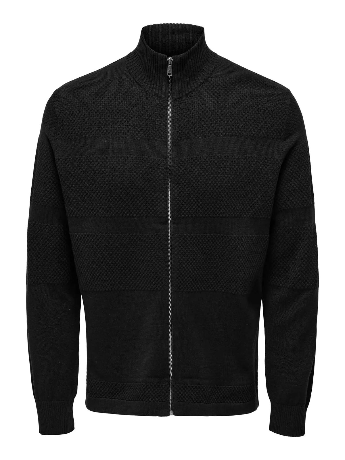 Cardigan con cremallera de punto granulado Only & Sons Black