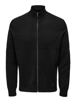 Cardigan con cremallera de punto granulado Only & Sons Black