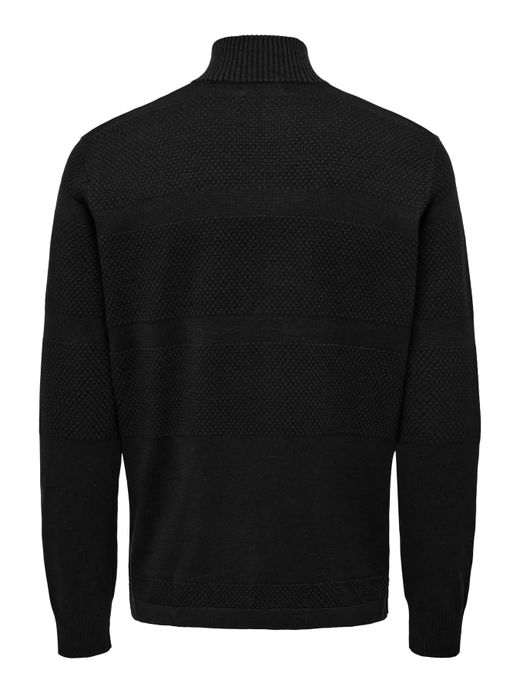 Cardigan con cremallera de punto granulado Only & Sons Black