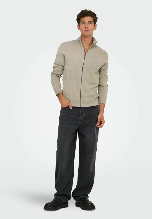 Cardigan con cremallera de punto granulado Only & Sons Silver