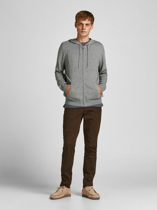 Cardigan con cremallera y capucha Jack & Jones Grey Melange