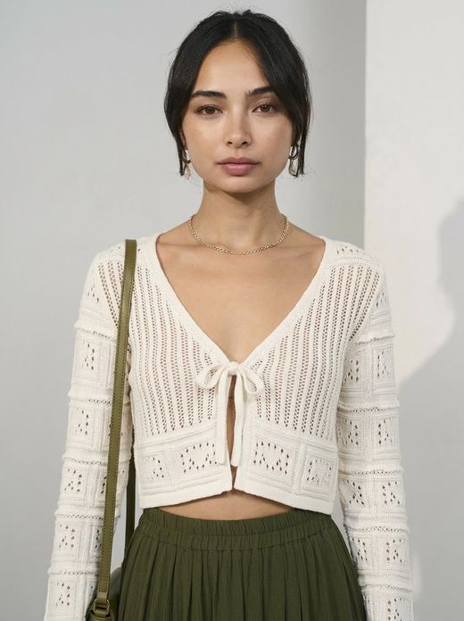 Cardigan corto calado Only Cloud Dancer