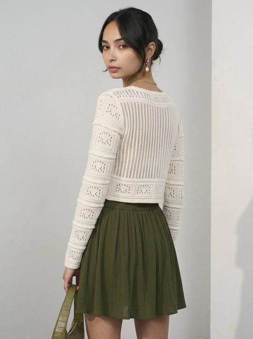 Cardigan corto calado Only Cloud Dancer