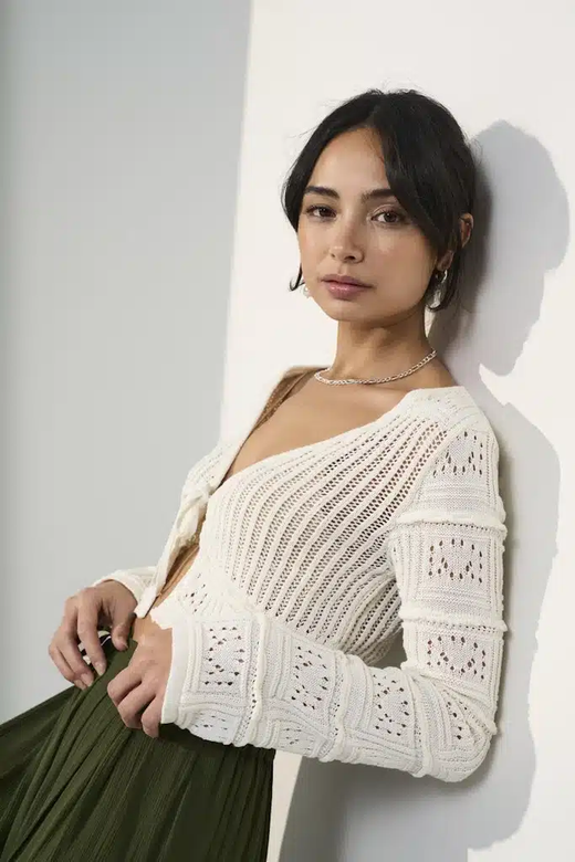 Cardigan corto calado Only Cloud Dancer