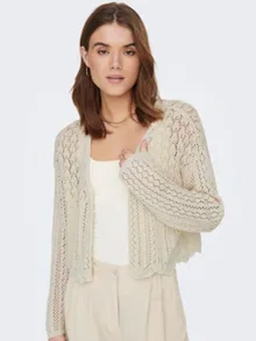 Cardigan corto con calados Only Cloud Dancer