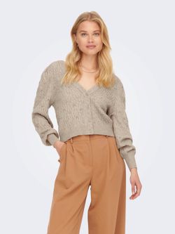 Cardigan corto con trenzas Only Mocha Mousse