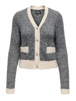 Cardigan de punto con detalles contrastados Only Medium Grey