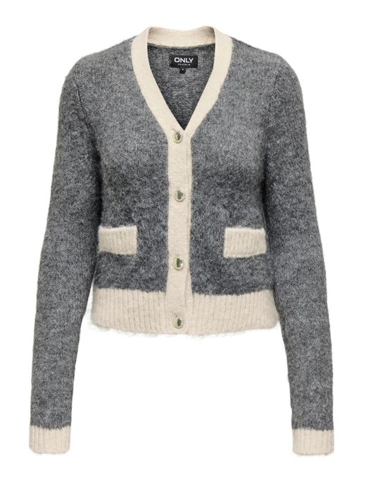 Cardigan de punto con detalles contrastados Only Medium Grey