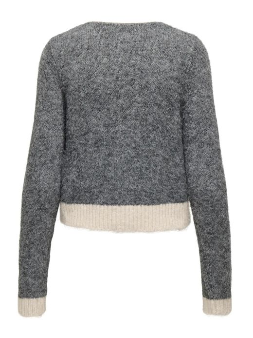 Cardigan de punto con detalles contrastados Only Medium Grey