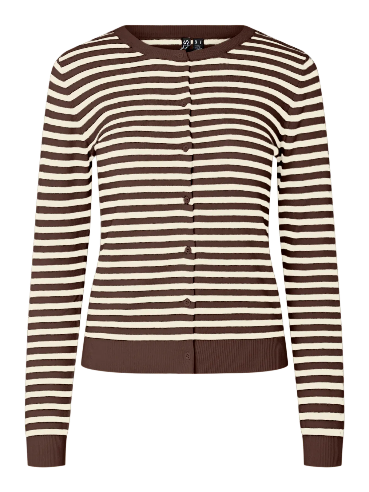 Cardigan de punto con rayas horizontales Pieces Hot Fudge