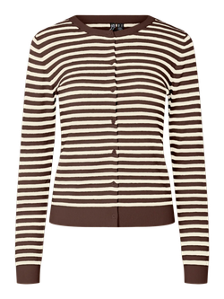 Cardigan de punto con rayas horizontales Pieces Hot Fudge