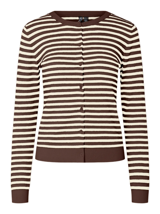 Cardigan de punto con rayas horizontales Pieces Hot Fudge