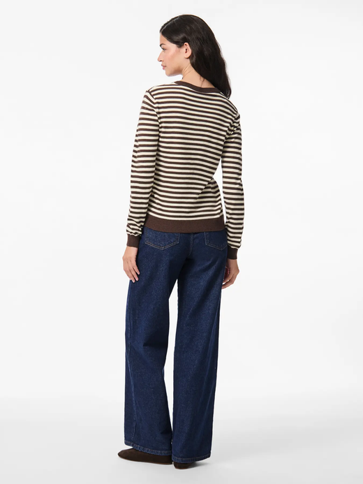 Cardigan de punto con rayas horizontales Pieces Hot Fudge