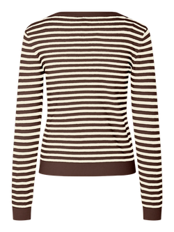 Cardigan de punto con rayas horizontales Pieces Hot Fudge