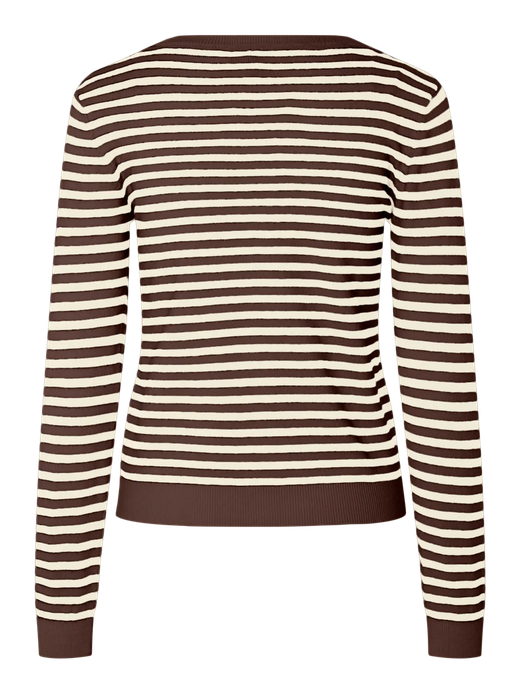 Cardigan de punto con rayas horizontales Pieces Hot Fudge