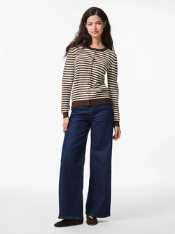 Cardigan de punto con rayas horizontales Pieces Hot Fudge