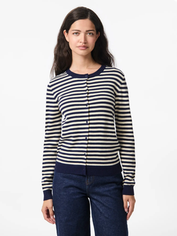 Cardigan de punto con rayas horizontales Pieces Maritime Blue