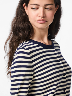 Cardigan de punto con rayas horizontales Pieces Maritime Blue