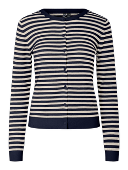 Cardigan de punto con rayas horizontales Pieces Maritime Blue
