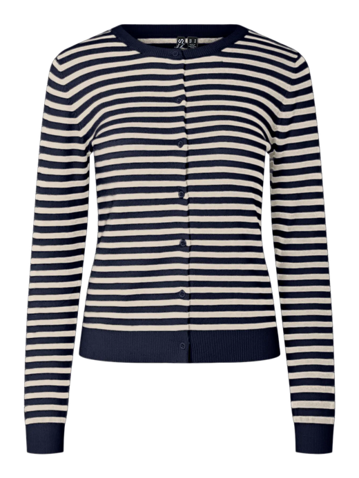 Cardigan de punto con rayas horizontales Pieces Maritime Blue