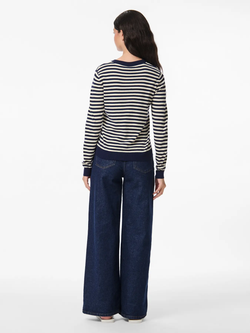 Cardigan de punto con rayas horizontales Pieces Maritime Blue