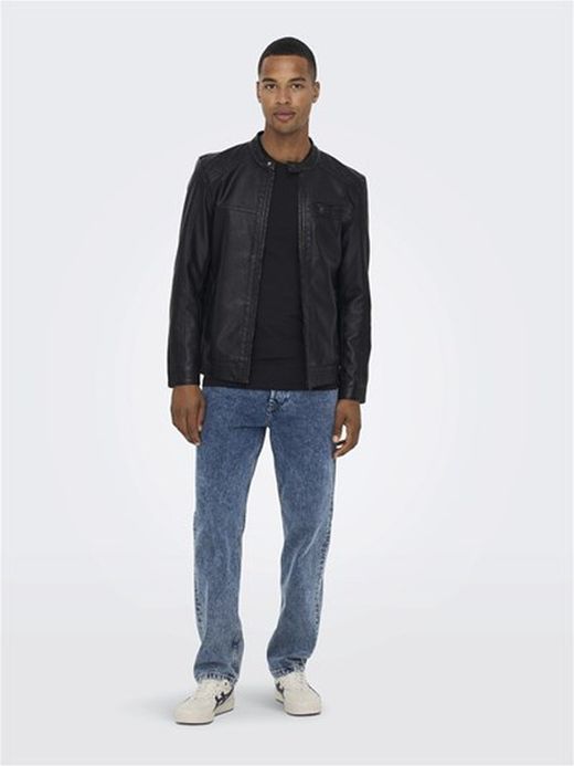 Cazadora básica polipiel Only & Sons Black