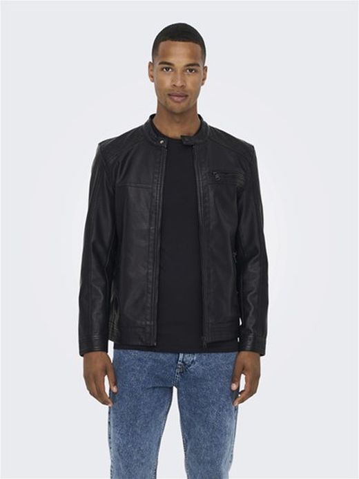 Cazadora básica polipiel Only & Sons Black