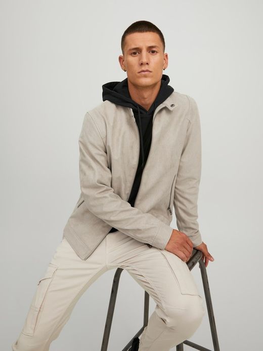 Cazadora corta con cremallera Jack & Jones Beige