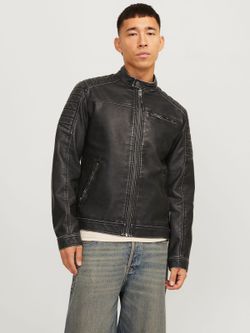 Cazadora de polipiel envejecida Jack & Jones Black