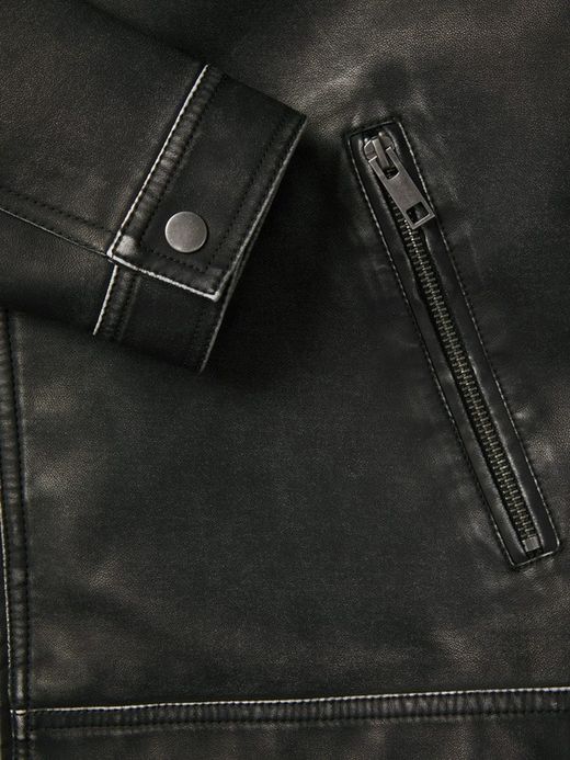 Cazadora de polipiel envejecida Jack & Jones Black