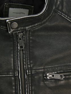 Cazadora de polipiel envejecida Jack & Jones Black