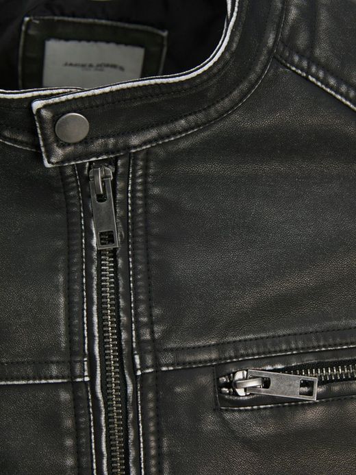 Cazadora de polipiel envejecida Jack & Jones Black