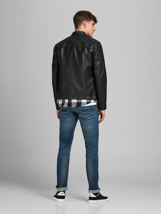 Cazadora polipiel con cremallera Jack & Jones Black