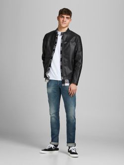 Cazadora polipiel con cremallera Jack & Jones Black