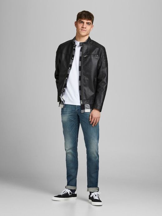 Cazadora polipiel con cremallera Jack & Jones Black