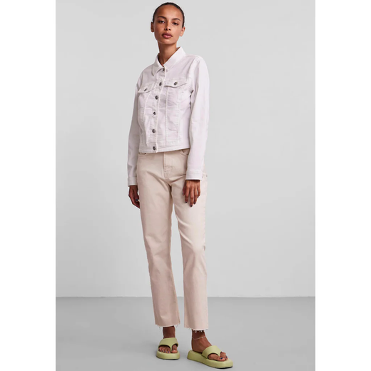 Cazadora tejana de aspecto desgastada Pieces Bright White