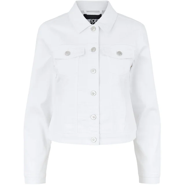 Cazadora tejana de aspecto desgastada Pieces Bright White 4XL