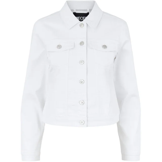 Cazadora tejana de aspecto desgastada Pieces Bright White