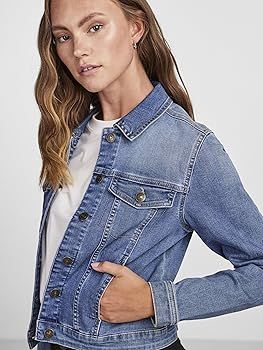 Cazadora tejana de aspecto desgastado Pieces Medium Blue