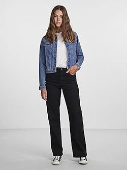 Cazadora tejana de aspecto desgastado Pieces Medium Blue