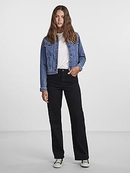 Cazadora tejana de aspecto desgastado Pieces Medium Blue