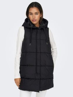 Chaleco 3/4 alcochado con capucha Only Black