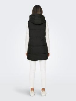 Chaleco 3/4 alcochado con capucha Only Black