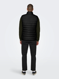 Chaleco alcochado con cremallera Only & Sons Black