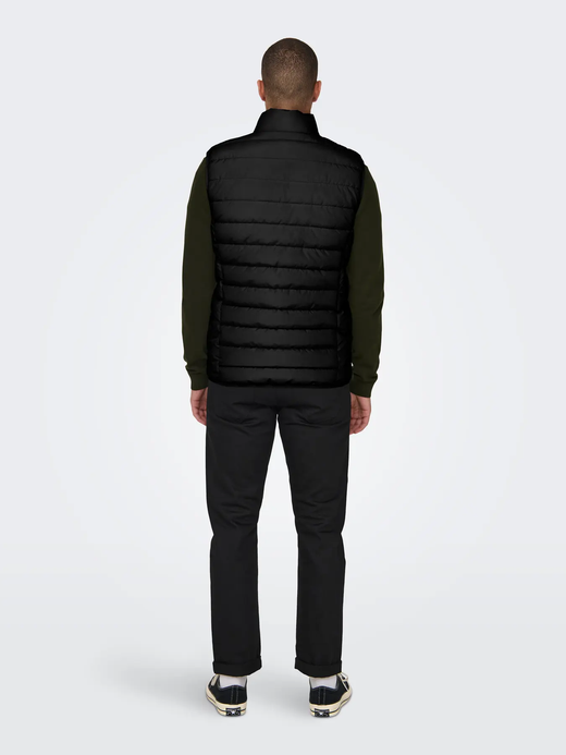 Chaleco alcochado con cremallera Only & Sons Black