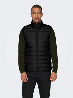 Chaleco alcochado con cremallera Only & Sons Black