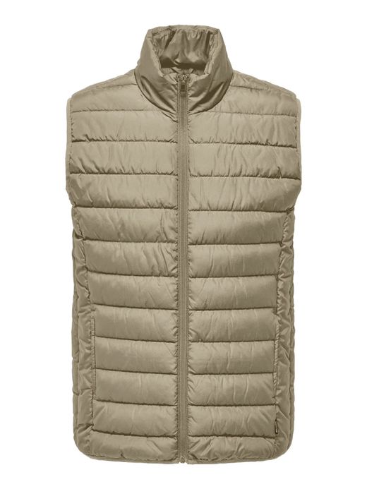 Chaleco alcochado con cremallera Only & Sons Desert Taupe